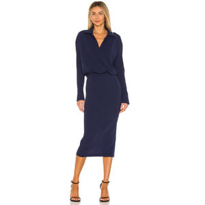 L'Academie Collared Drop Waist Dress in Navy NWT Size Small